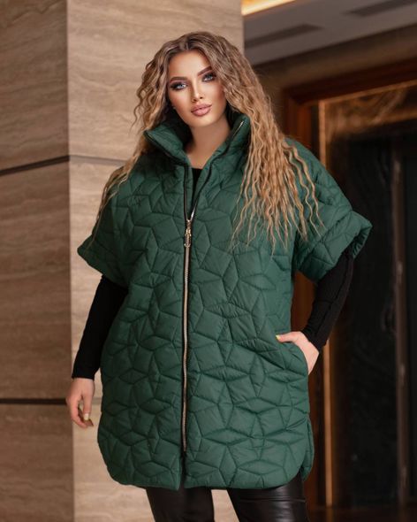 Stylish quilted vest with padding polyester, Зеленый, 48/52