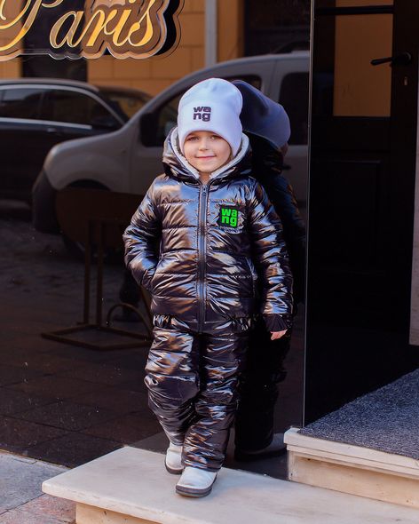 Зимовий дитячий костюм на овчині - куртка з капюшоном та штани 104-140 зріст