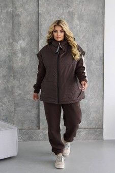 Жіночий теплий спортивний костюм-трійка з жилетом PLUS SIZE