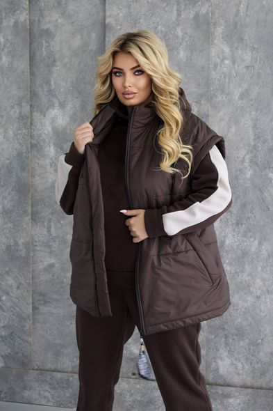 Жіночий теплий спортивний костюм-трійка з жилетом PLUS SIZE