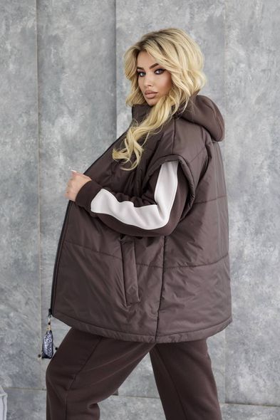 Жіночий теплий спортивний костюм-трійка з жилетом PLUS SIZE
