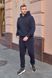 Мужской спортивный костюм-тройка на флисе с жилетка, Синий, 48