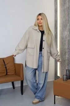 Жіноче пальто-сорочка з букле oversize PLUS SIZE