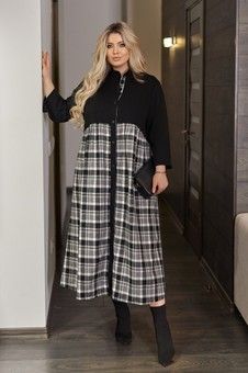 Комбинированное платье в клетку