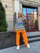Вязаный костюм с геометрическим узором - штаны и туника, Оранжевый, Onesize 42/48