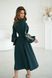 Stylish flared dress with embroidery on the sleeves, 42, Зеленый