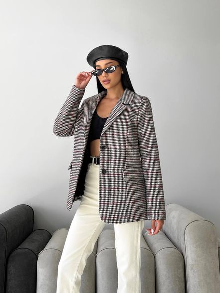 Stylish wool jacket size 42-46, чёрный с белым, 42