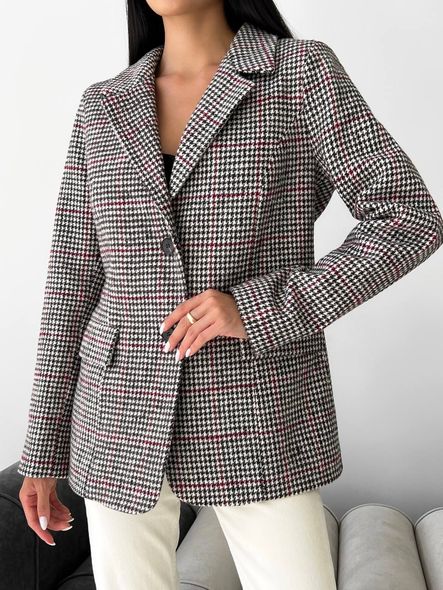 Стильный шерстяной пиджак 42-46 р-ра, Черно-белый, 42