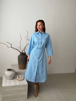 Льняное платье рубашка с разрезами