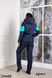 Зимовий жіночий костюм штани і куртка на хутрі 50-56 р-ра, Синій+Бірюзовий, 50