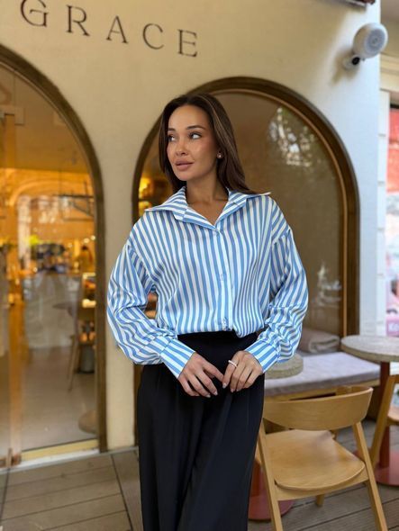 Женская шёлковая рубашка в полоску