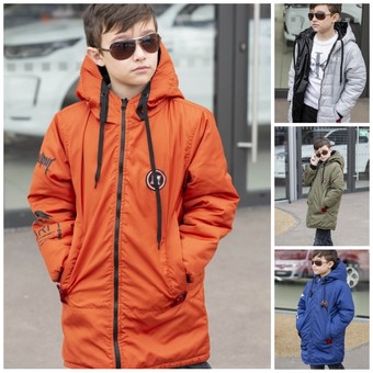 Reversible jacket for a teenage boy 140-170, Оранжевый, 140-146