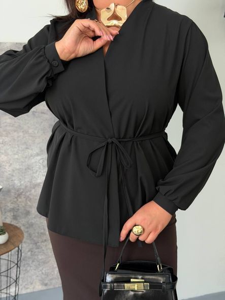 Жіноча блузка на запах з поясом PLUS SIZE