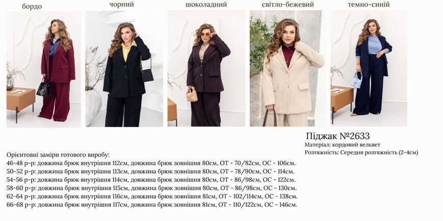 Жіночий вельветовий піджак Plus Size