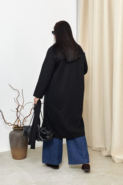 Жіноче двобортне пальто oversize з поясом