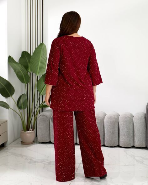 Жіночий  брючний костюм з камінням PLUS SIZE
