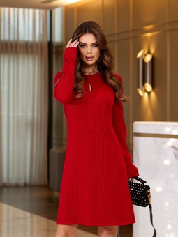 Elegant dress with imitation knitting, 40/42, Red