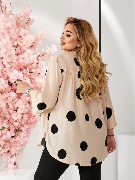 Свободная женская блуза в крупный горох Plus Size