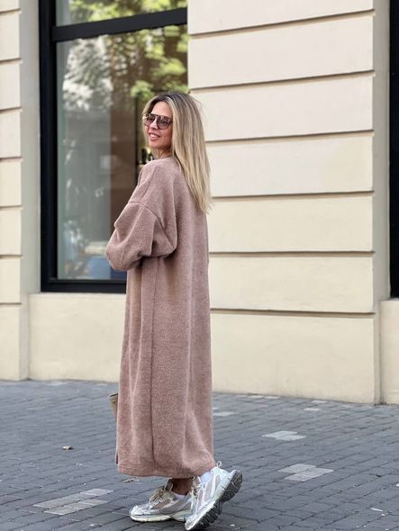 Стильный длинный кардиган оверсайз из мягкой пушистой ангоры, Мокко, Oversize