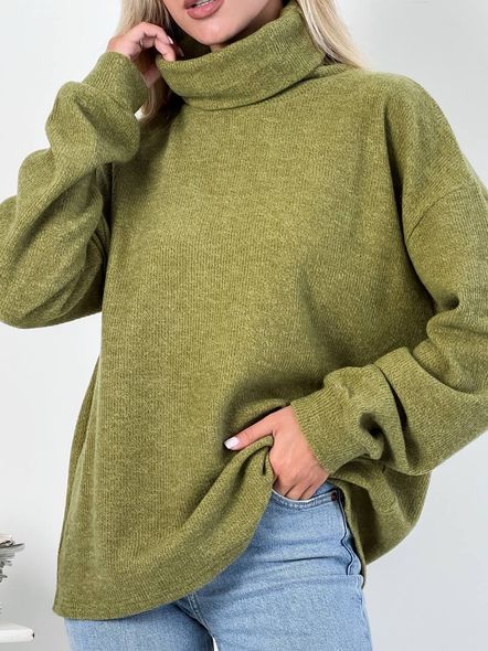 Теплий жіночий светр Оверсайз з високою горловиною 42-48 р-ра